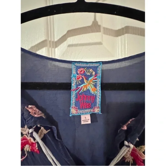 Johnny Was Blue Edda Dress with Colorful Embroidery - Picture 4 of 5
